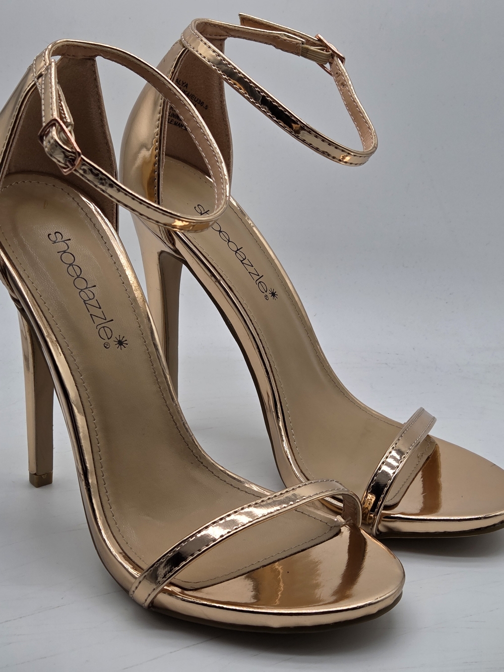 Shoe Dazzle Women's Rose Gold Ankle-Strap Stiletto Sandals